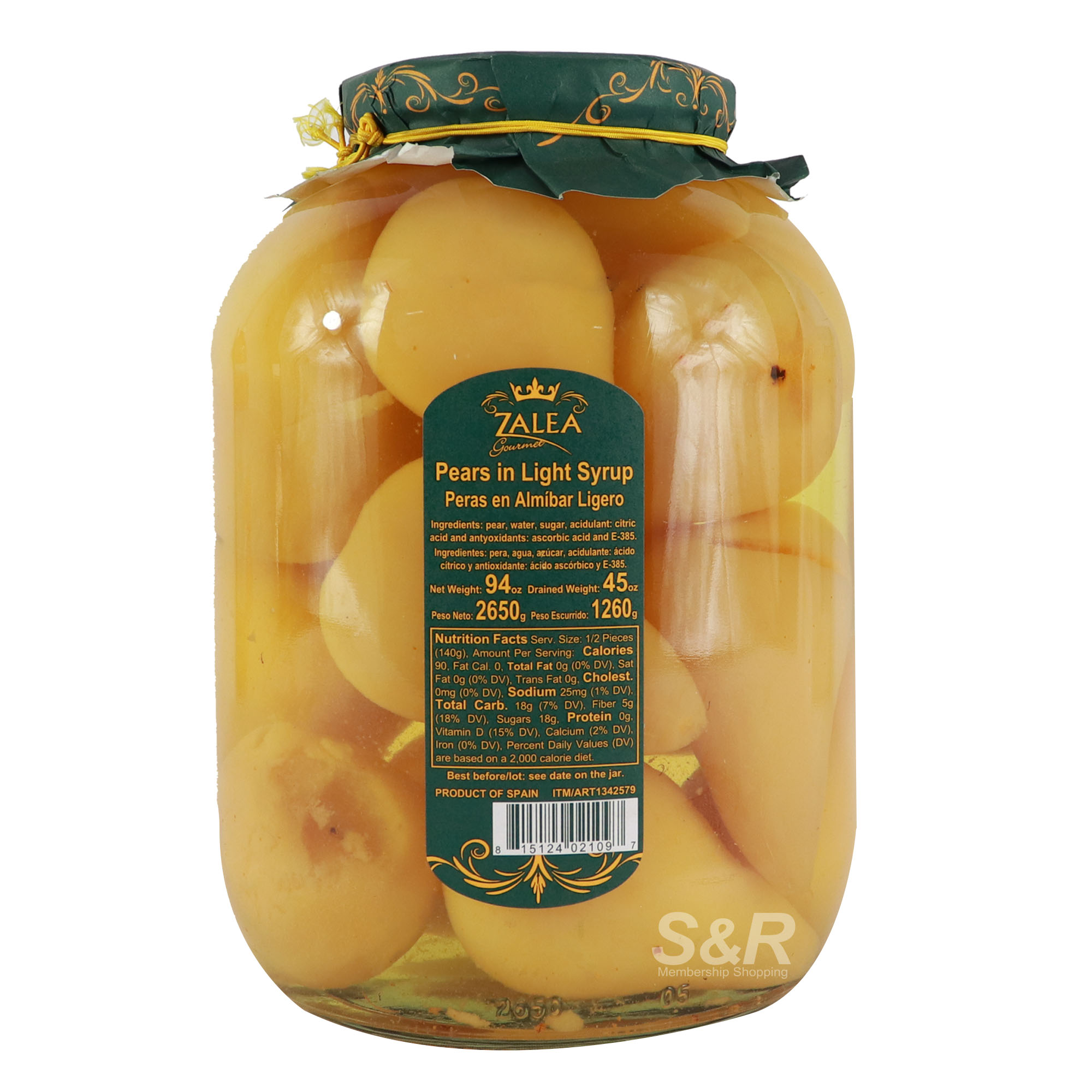 Zalea Gourmet Pears in Light Syrup 2.65kg Zalea Gourmet Pears in Light Syrup 2.65kg